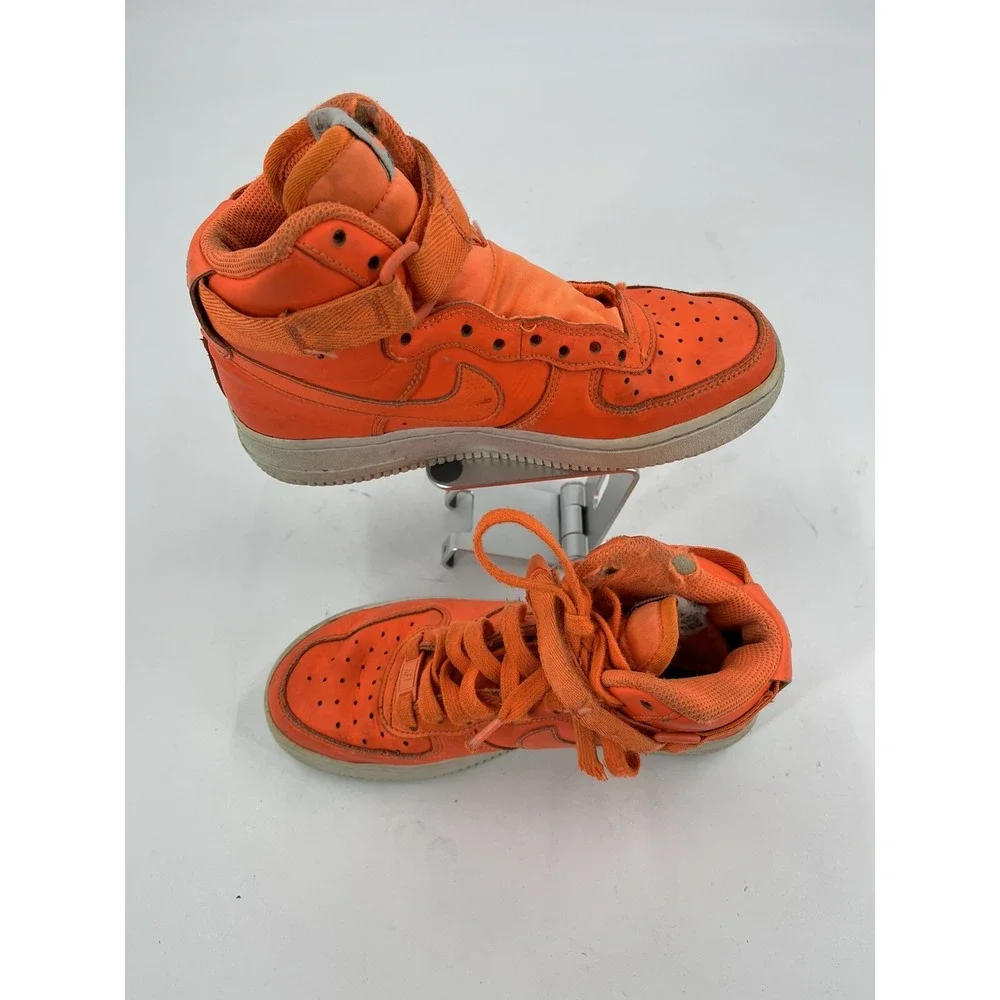 Nike Boys Air Force 1 Size 3.5Y AV7951-800 Orange Running Shoes Lace‎ Up Mid Top